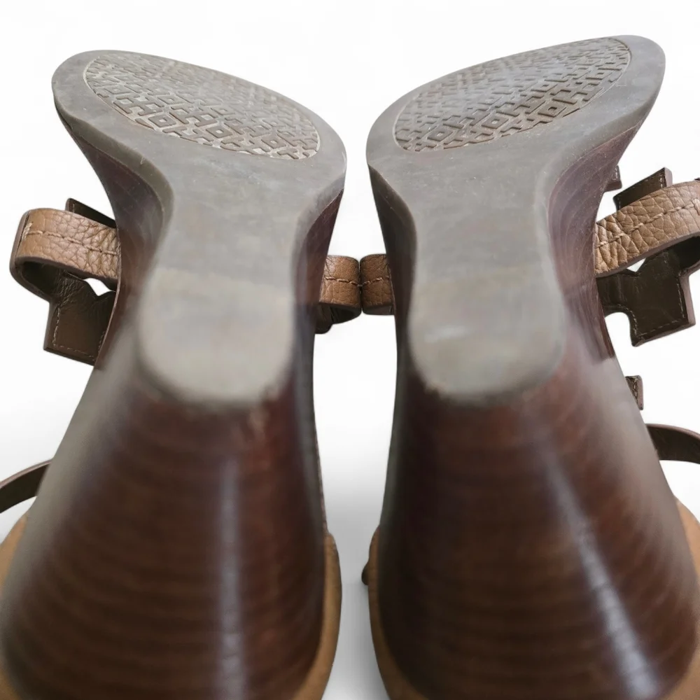 TORY BURCH Chandler Tumbled Leather Wedge Sandals – Size 9.5 - Picture 9 of 13